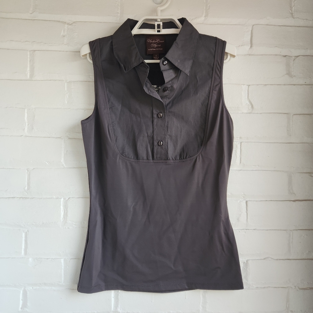 NWOT Undercover Agent Kathleen Kirkwood Sleeveless Collar Top Gray Size Small
